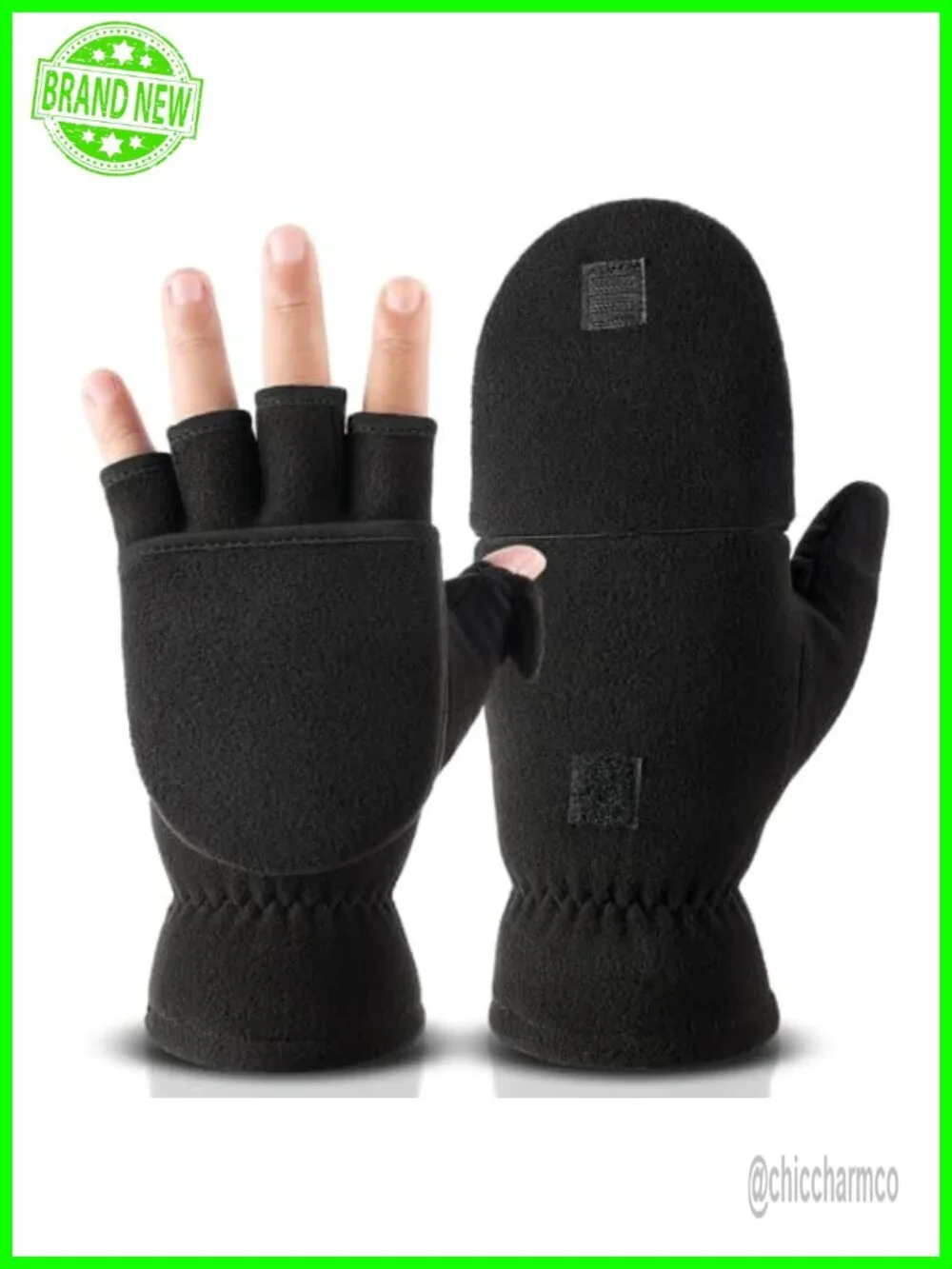 Convertible Fingerless Gloves Mittens with Flap Touch Screen